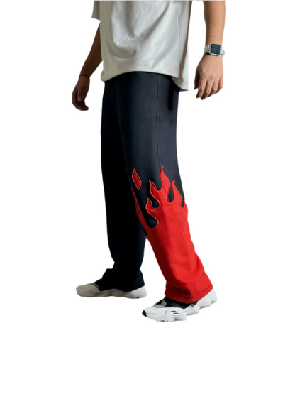 SLUGTERA Flame Track Pants - Red and Black Fire Pants