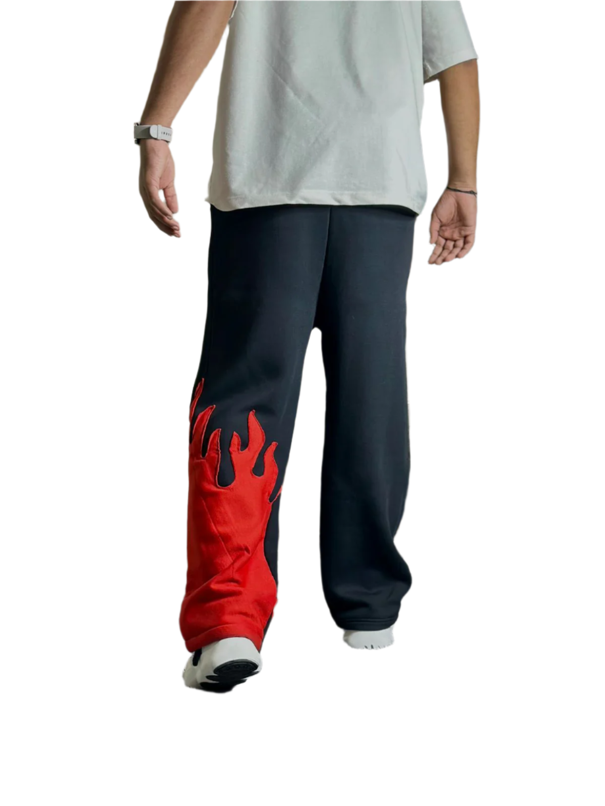 Red Flame Pants - Fire Leg Track Pants for Streetwear